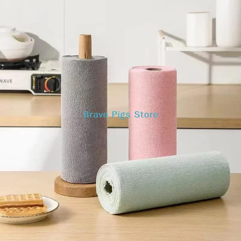 20Pcs/Roll Reusable Kitchen Dish Towels Cleaning Cloth Roll Tear-off Microfiber Greaseproof Quick Drying Cleaning Rags