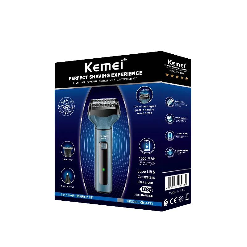 Kemei KM-1433 아마존 크로스 보더 폭발적인 이발, 코털 트리밍, 면도기, 다기능 USB