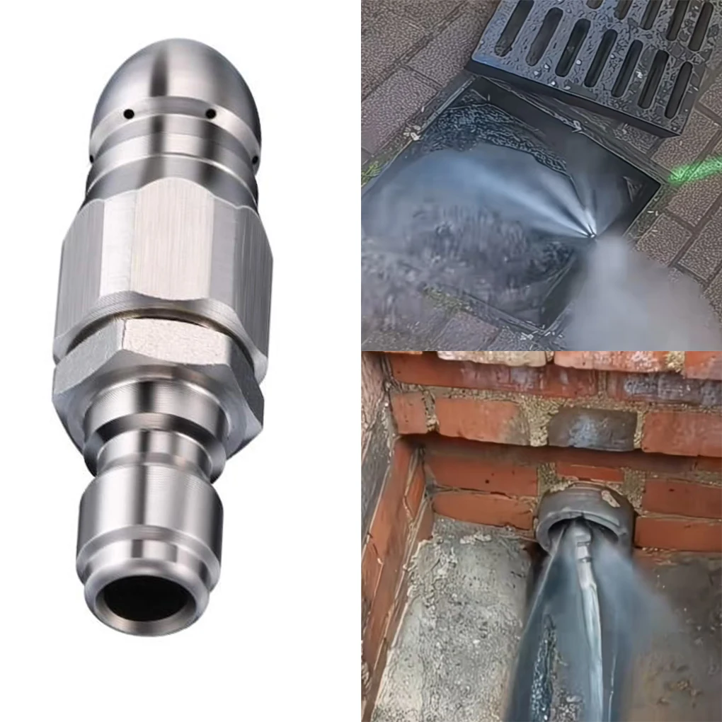 

Stainless Steel 5000PSI Pressure Washer Sewer Jetter Nozzle Pressure Drain Jetter Hose Nozzle For 1/4 Pressure Washer