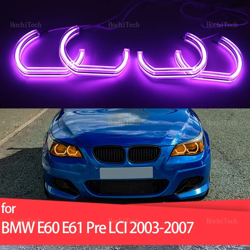 

4x светодиодная лампа с управлением через приложение DTM Angel Eyes, кольцевая лампа RGB для BMW E60 E61 520i 525i 530i 540i 545i 550i M5 Pre LCI 2003-2007