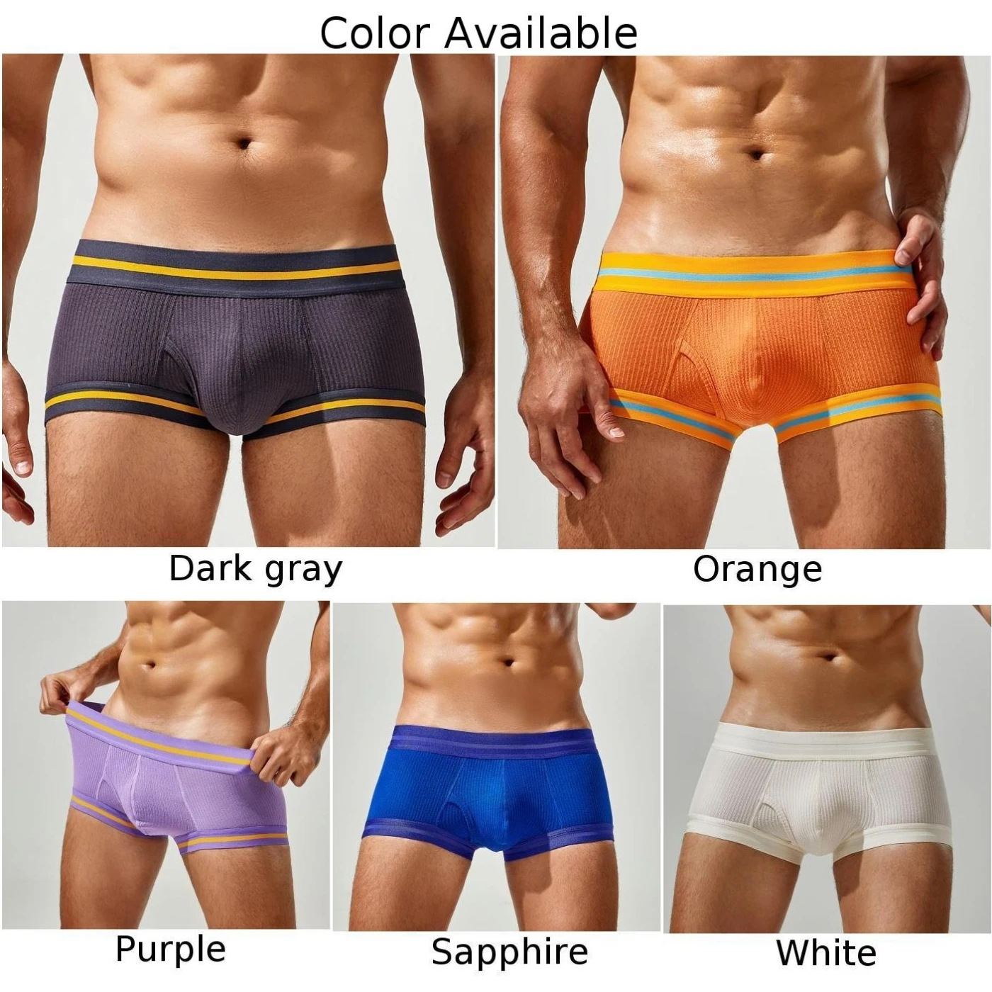 Mens Sexy Low Waisted Thin Boxer Briefs Underwear Trunks Shorts Open Front Pouch Underpants Simple Seamless Men Briefs Shorts