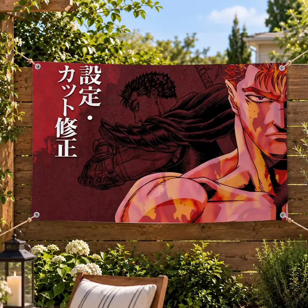 Anime Dark Fantasy Berserk Flags Decorative Flag Banner Indoor Outdoor Garden Yard Patio Party Camping Wall Decor Gift