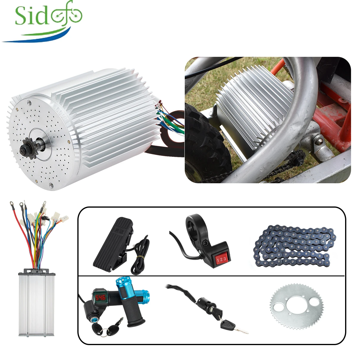 36V/48V1000W/1500W/1600W/1800W Motor Kit Electric Brushless Motor for E-Bike Motorcycle E-Scooter Conversion Kits with Heat Sink