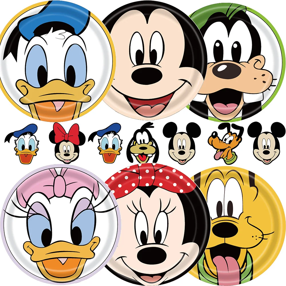 

Mickey Mouse Birthday Disposable Party Plates Minnie Donald Duck Pluto Goofy Goof Tableware Children Birthday Party Baby Shower