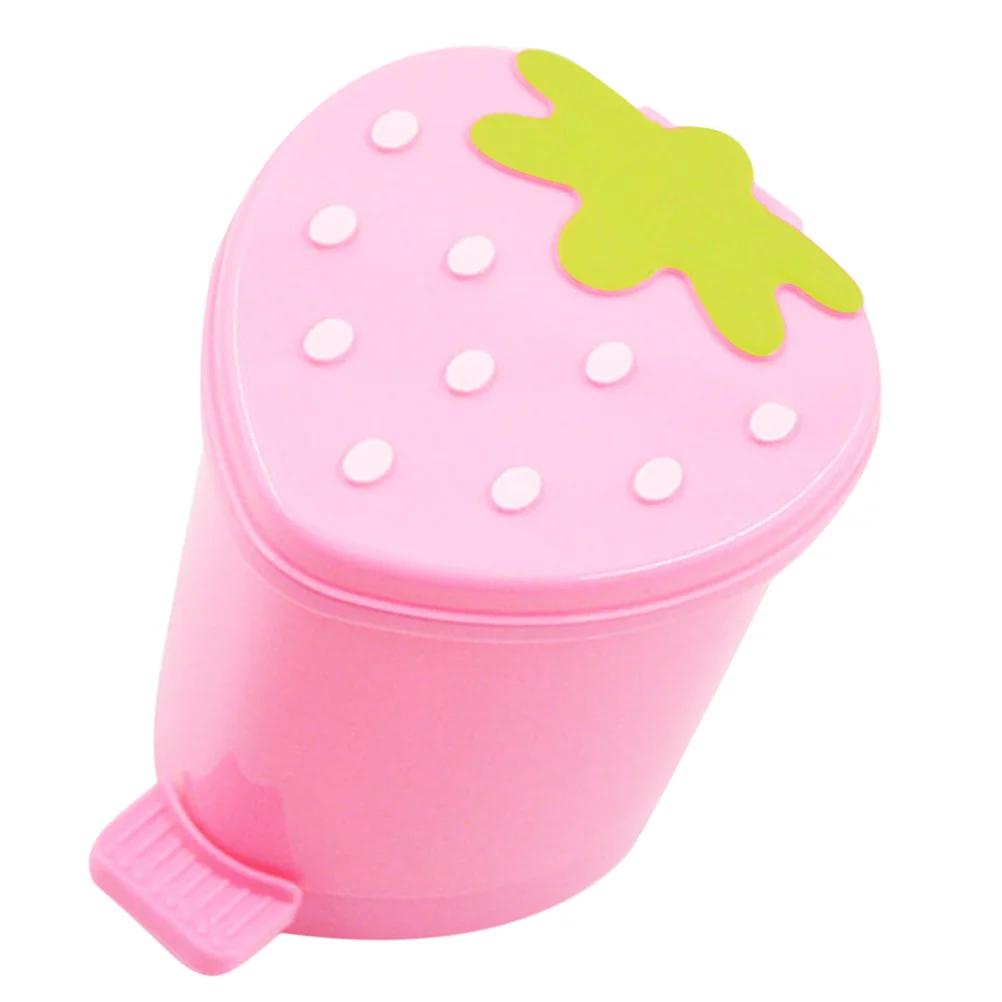 

Strawberry Trash Can Wastebasket for Office Convenient Cartoon Shaped Desktop Bin Home Garbage