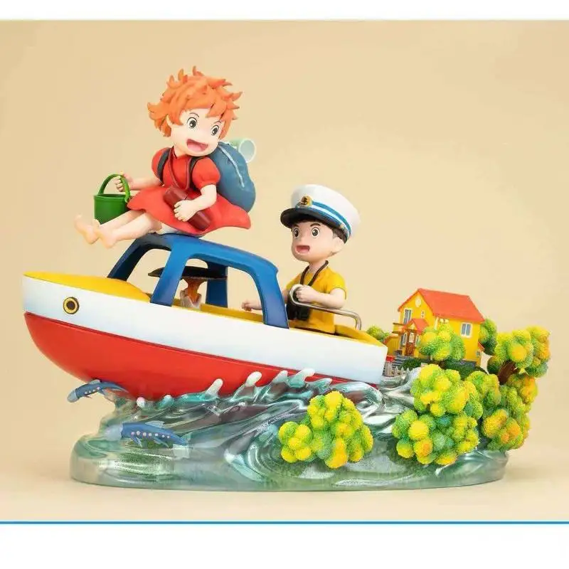 14cm Anime Ponyo & Sosuke Bootszene Statue Actionfiguren PVC Desktop Sammlerstück Ornament Cartoon Modell Spielzeug Auto Deko Fan Geschenk