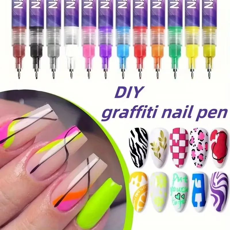 

1-5Sets12Color Nail ArtGraffiti PenSet Waterproof AcrylicPaint Pens for Nail PaintingExtra Fine 05mm Nail MarkerSet for Manicure