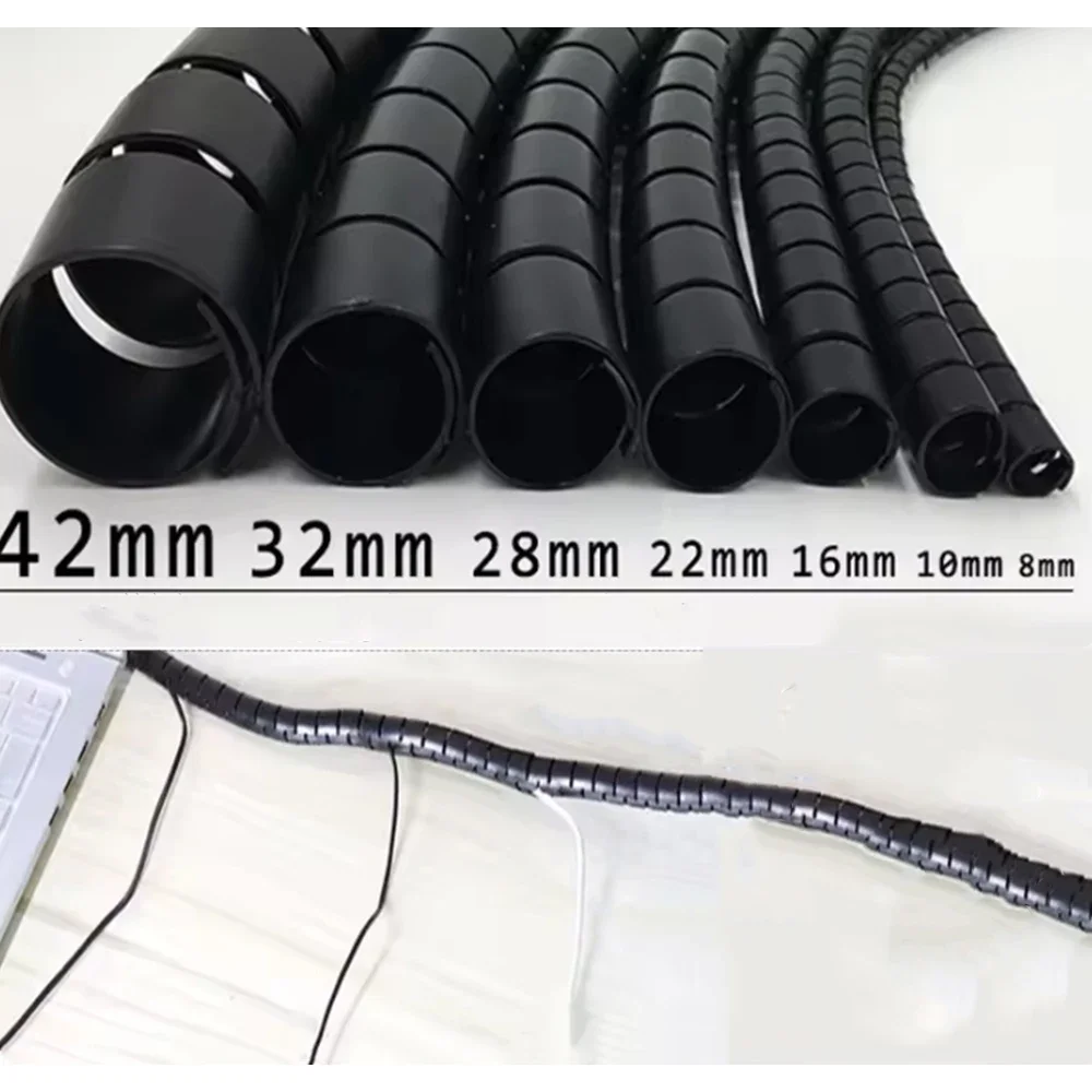 1/2/3 Meter Cable Wire Protector Cable Organizer Management Pipe Flexible Wire Wrap Line Coiled Tube Office Cord Sleeve Cover