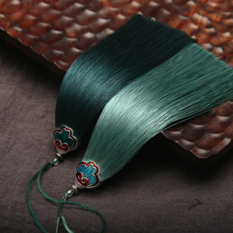 12cm Silk Tassel Charms Brush Tassels With Antique Silver Caps For DIY Jewelry Making Handmade Earrings Pendant Accessories