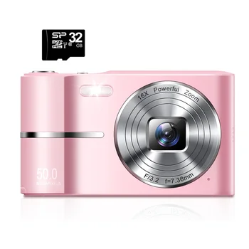 Optical Lens HD Digital Camera with 32G Card 16x Zoom Built-in Flash Video Cameras Birthday Gifts for Adults Children and Kids