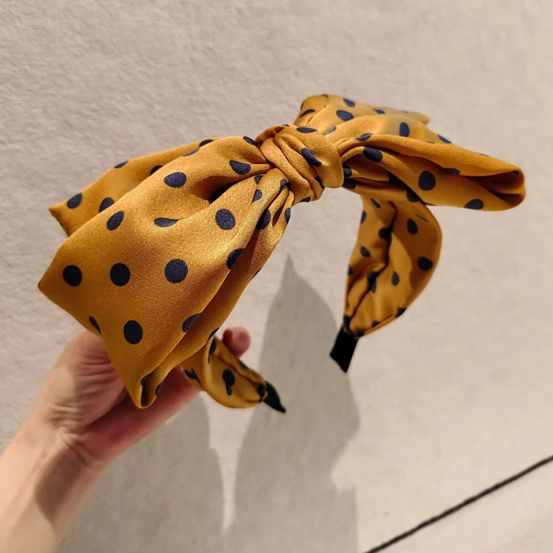 

Large Dot Bow Knot Wide Edge Hair Hoop Wash Face Press Hair Hair Clip Women Sweet Hairband Vintage Hair Accessories Headwear