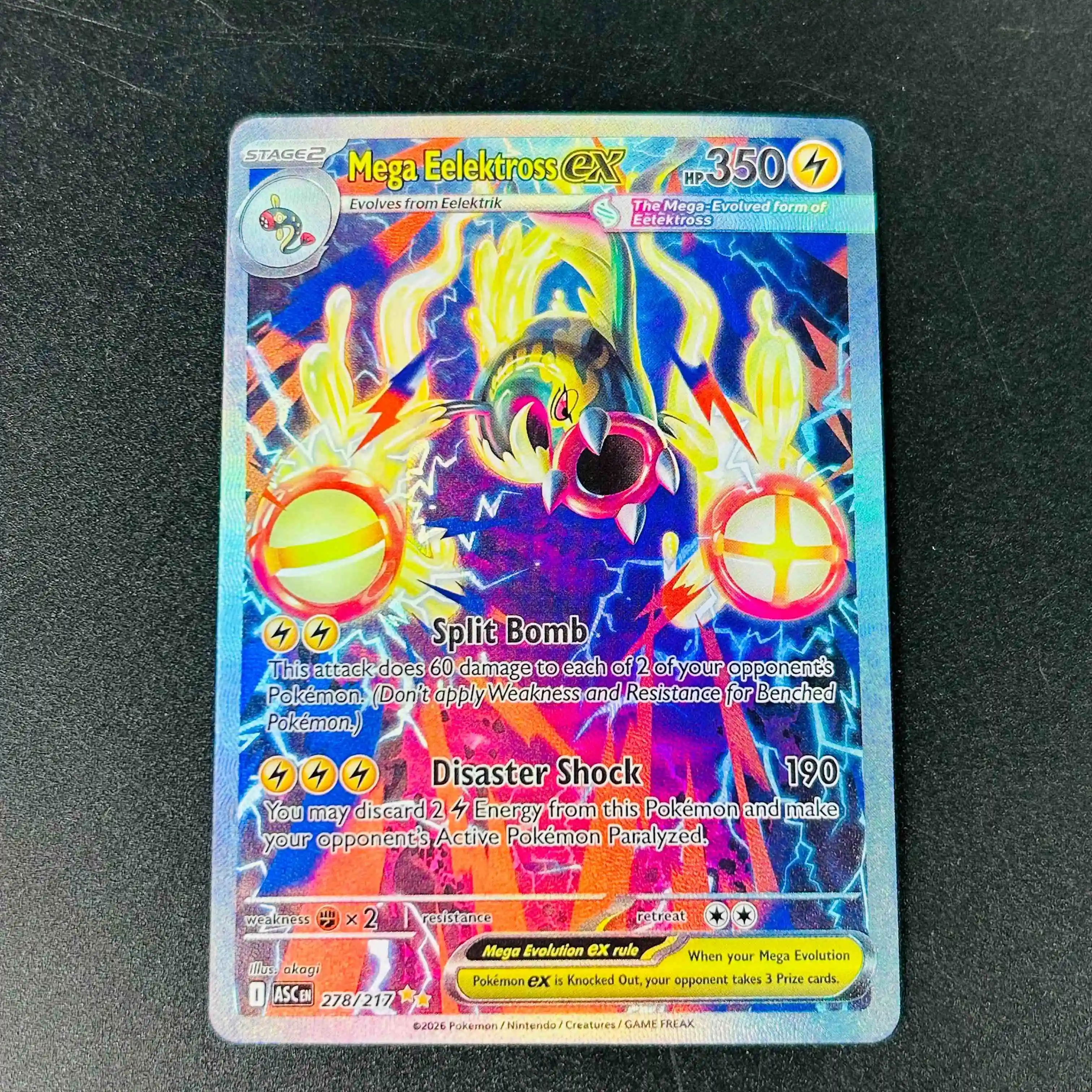 

2026 English Mega Eelektross ex Full Art Holo DIY Textured Card - Mint Rare Pokemon Collectible Card
