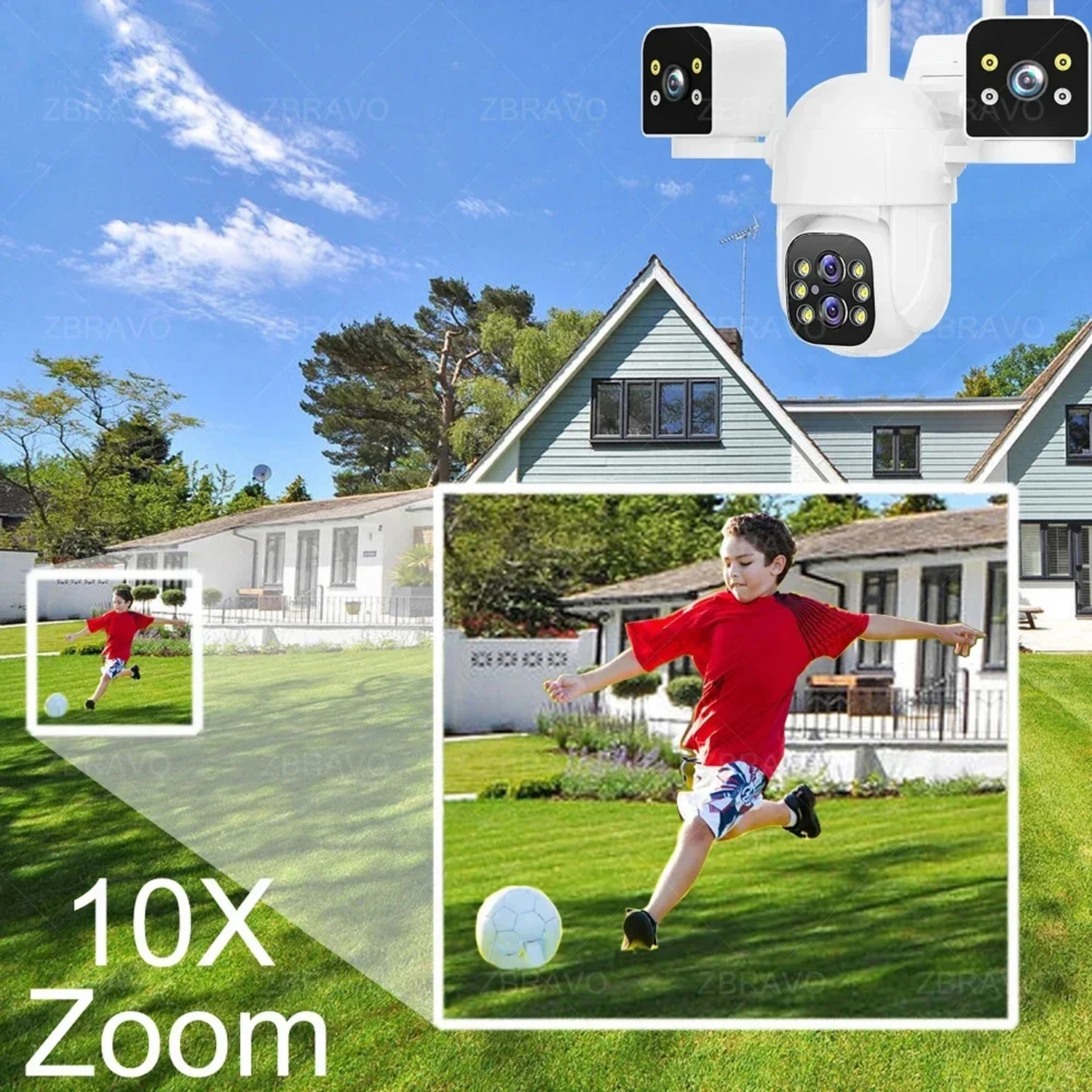 IPC360 HOME 8K 16MP 4 Lens 3 Screens 10X Zoom Wifi PTZ Camera Color Night Vision Motion Detection IP66 Security Camera System view 4