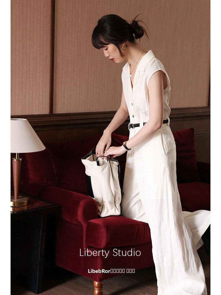 

Оригинальный дизайн, повседневные свободные брюки с высокой талией, V-образным вырезом, рабочая одежда, женская одежда, прямые длинные брюки с пуговицами