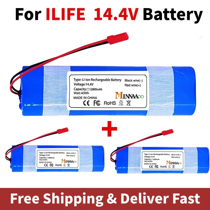 

14.8 V 12800mAh Lithium Battery for ILIFE V5 V5s V50 V3 DF45 DF43 plus v3s pro Robot Vacuum Cleaner ILIFE v5s pro battery