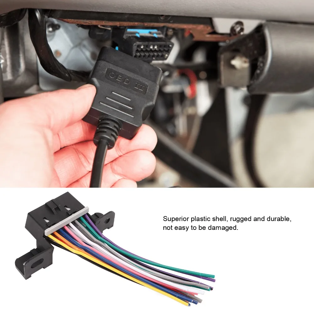 2PCS 16 Pin OBD2 Female Connector Open Pigtail Female Plug Extension Cable Harness Universal Diagnostic Connector Harness