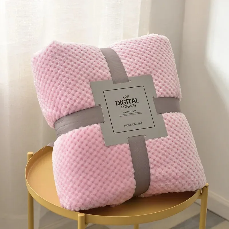 200x230cm Large Thick Fleece Sofa Blanket Home Textile Polar Microfiber Blanket Cover The Bed  Pink Small Blanket for Kids