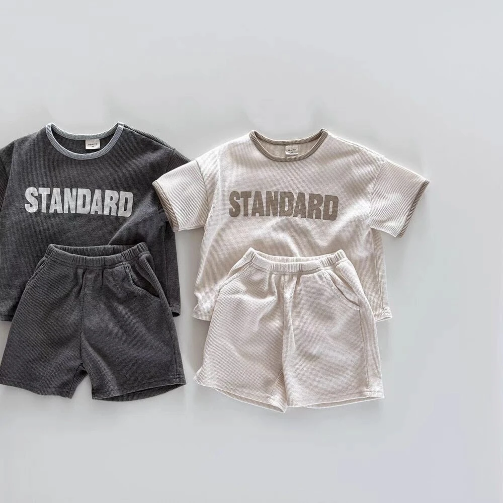 TZ2657 Korean Style Summer Outfit for Boys Trendy Short Sleeve Shorts Set Casual Sports Clothes Fashionable And Handsome