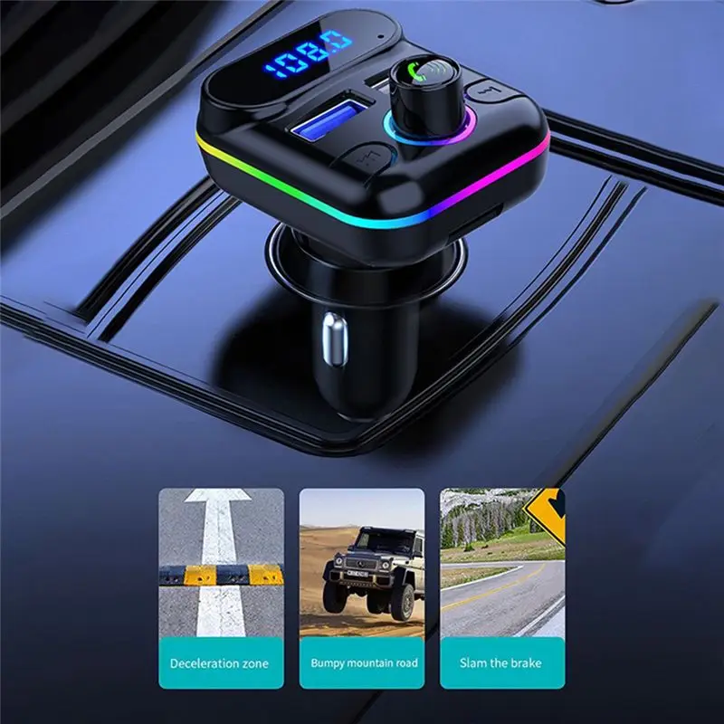 Car Hands-Free M33 Bluetooth-Compaitable 5.0 FM Transmitter Dual USB Kit MP3 Modulator Player Disk Player