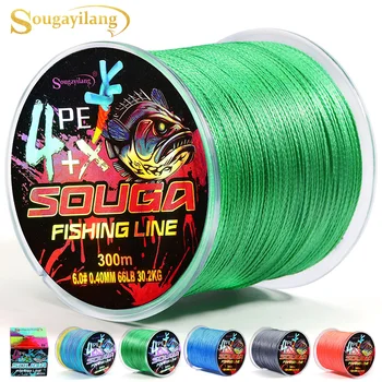Sougayilang-sedal de pesca trenzado de PE, 4 hebras, 100M, 300M, MaxDrag, 66LB, suave y duradero, adecuado para pesca de carpa