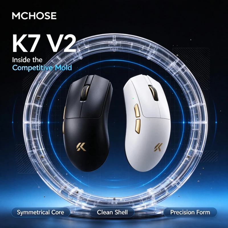 MCHOSE K7 V2 Pro+ Ultra+ Lightweight Esports Mouse PAW3950 Ti Ergonomic 59g 8K Polling For PC Laptop Office And Christmas Gift