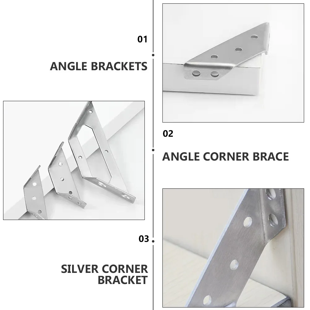 

10pcs Right Angle Corner Brackets Stainless Steel Support Frame Shelf Mounting Hardware for Wood Drywall Concrete Wall