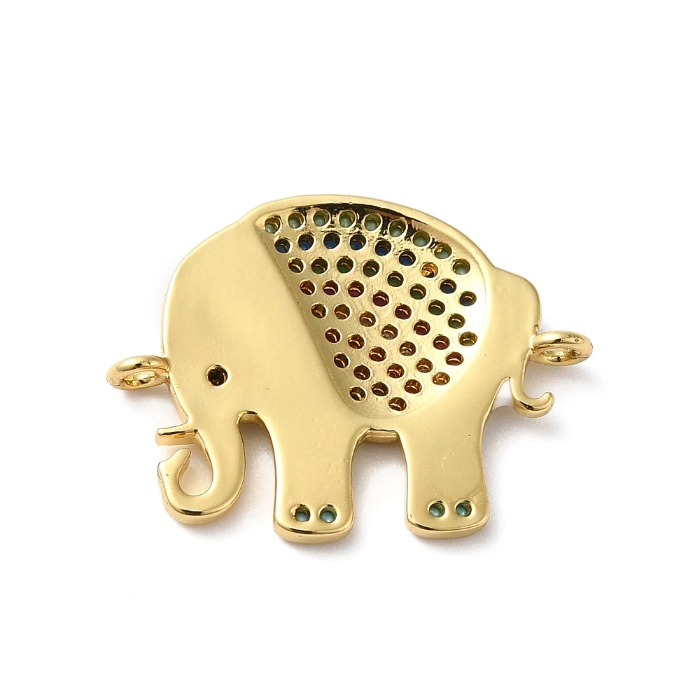 KitBeads 10pcs Elephant Connector Charms Enamel Micro Pave Cubic Zirconia Link Decor for Jewelry Making Bracelet Necklace Crafts