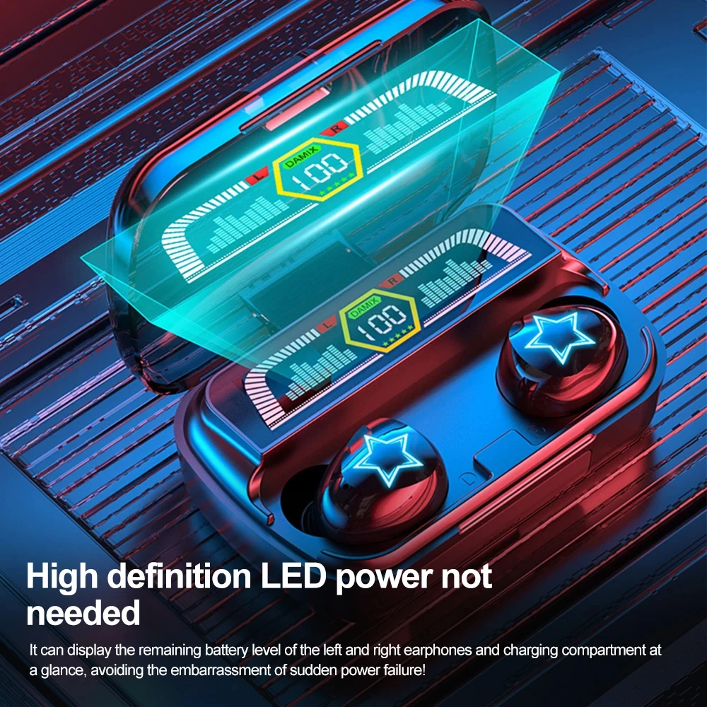 سماعات بلوتوث مقاومة للماء ، سماعات لاسلكية ، ستيريو HiFi ، سماعة أذن للحد من الضوضاء ، سماعات عرض LED ، شحن هاتفك