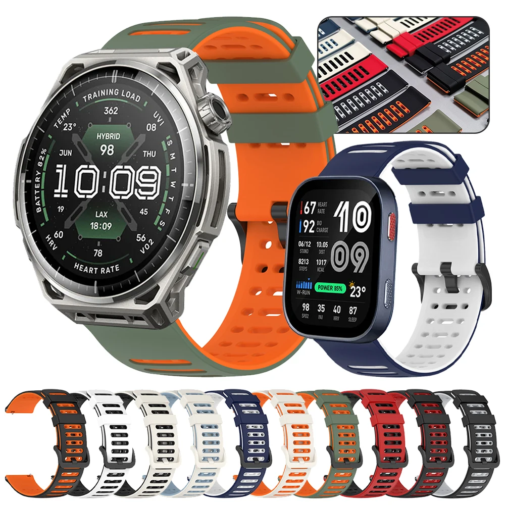 22mm Silicone Strap For Amazfit BALANCE 3 2/BIP Max 6/Active Max Replace Watchband For Xiaomi Watch S4 Sport Breathable Bracelet