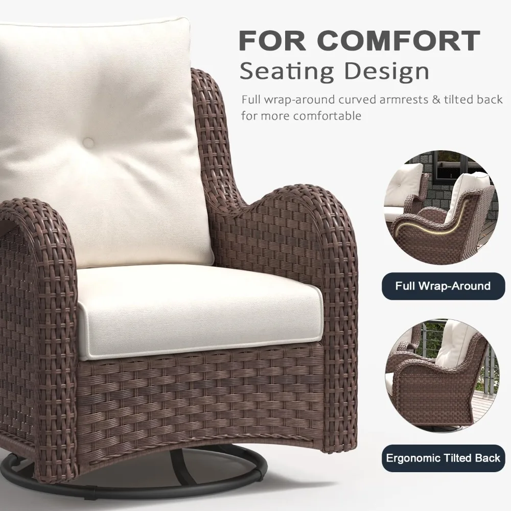 

5 Pieces Outdoor Patio Furniture Set, Rattan Wicker Swivel Rocker Chairs Sets with Ottomans, Swivel Glider Chairs, Customized