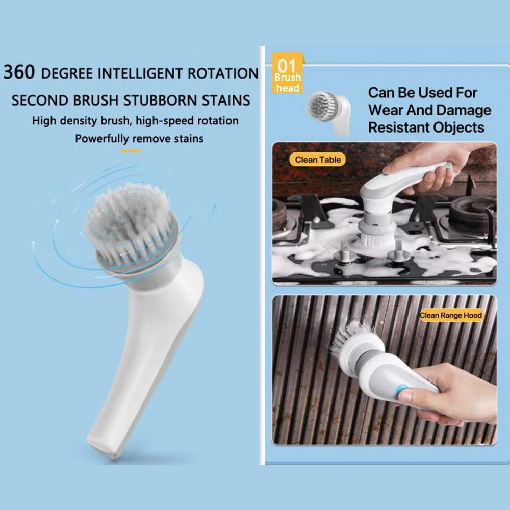 Electric Cleaning Brush Multifunctional Kitchen Gadgets Wireless Electric Spin Scrubber Dishwashing Brush For Home And Kitchen