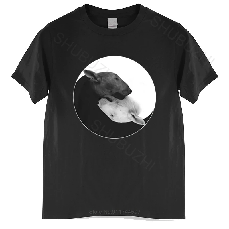 Mens summer cotton tshirt loose tops Men T Shirt Bull Terrier Yin And Yang Women t-shirt male cotton tee-shirt bigger size