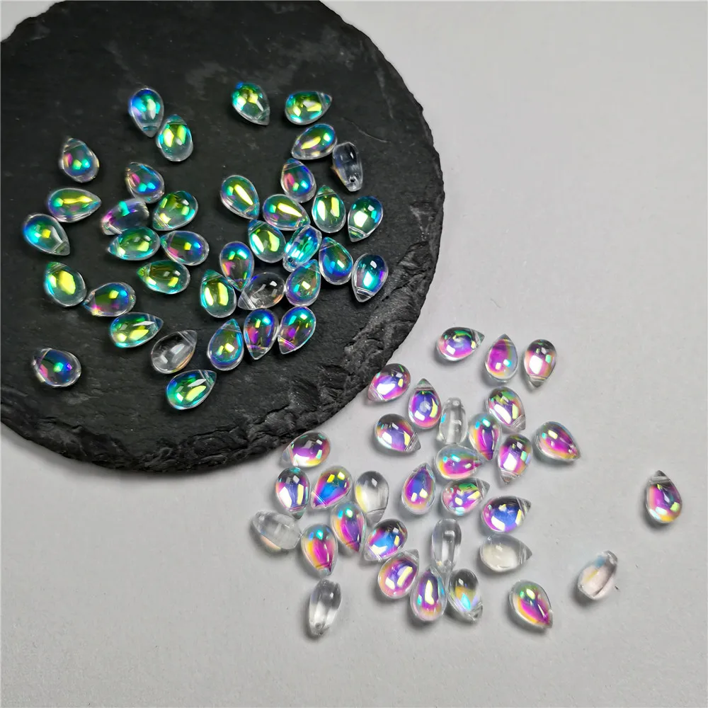 30 Stück Farbverlauf 6 x 9 mm Wassertropfenform Perlen tschechische Glasperlen für Schmuckherstellung DIY handgefertigte Haarnadel Bastelzubehör – Detail 4