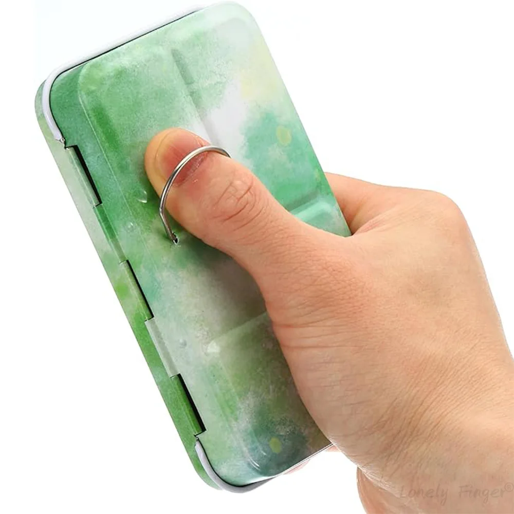 لوحة ألوان مائية فارغة، علبة ألوان مائية معدنية مع 14 نصف مقالي مع صندوق طلاء بغطاء للرسم الزيتي للسفر