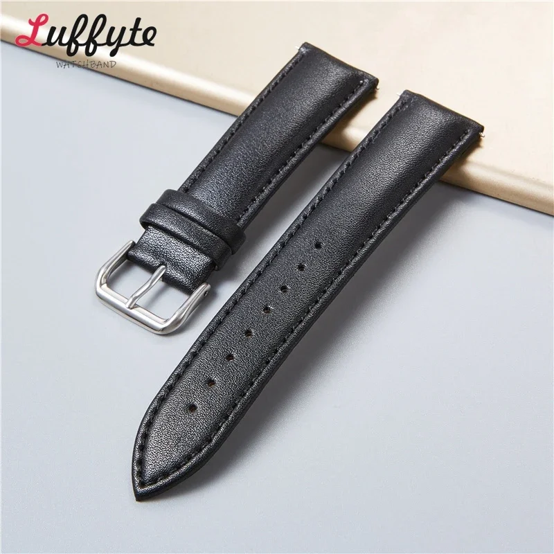 Cowhide Leather Watch Strap Universal Plain Watchband Women Men Bracelet Watchband 18mm 20mm 22mm 24mm Leather Straps