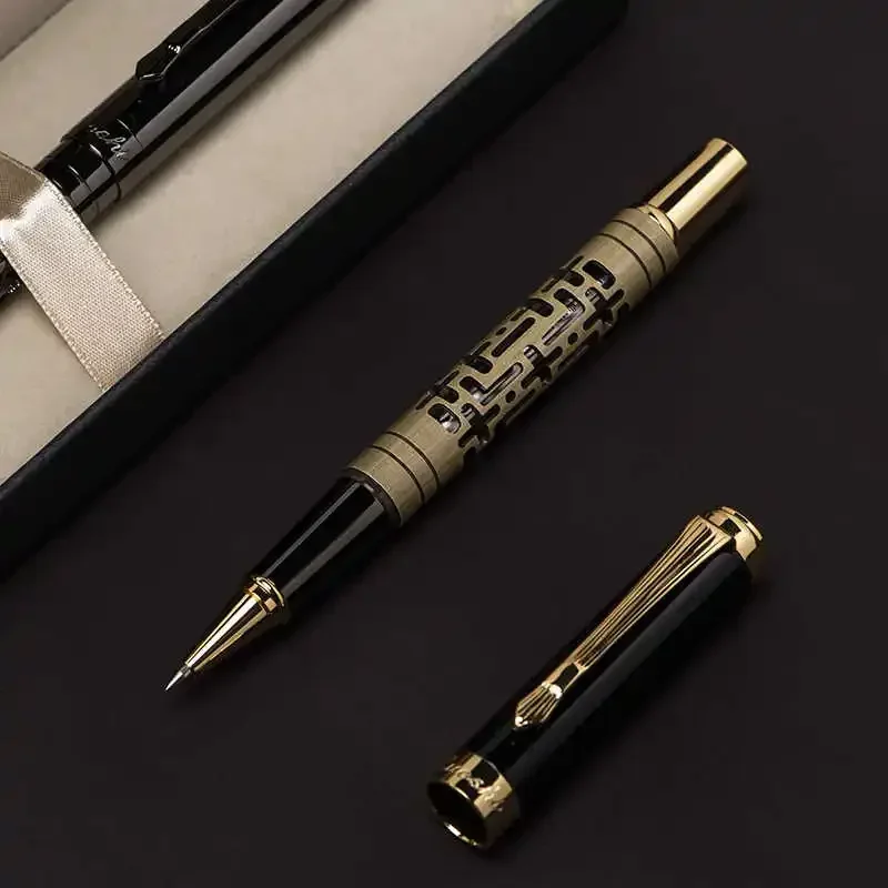 

Hot Hot Luxuris Writers MB Rollerball Pen 0.5mm/0.7mm Metal Chinese Openwork Ancient Style Design Office Black Gel Pens Statione