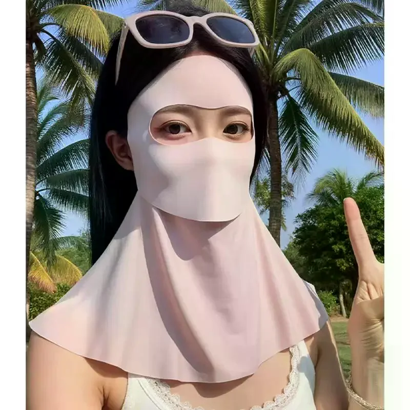 Full Face Sunscreen Mask With Hat-Brim Adjustable Head-mounted Breathable Face Cover UV Protection Summer Outdoor Sports