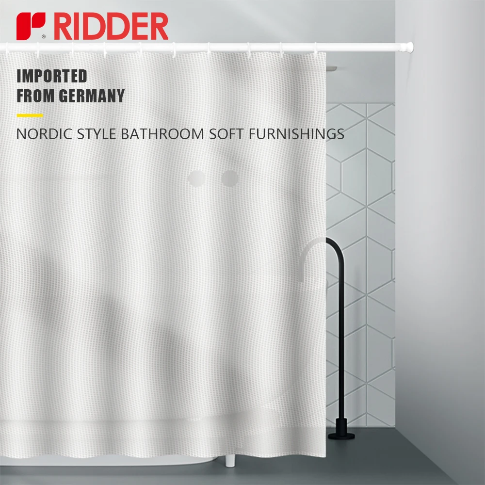 

RIDDER Gray Dynamic 3D aterproof Design and PEVA180x200cm, Quick-Drying, Weighted Hem, Shower Curtains Set for Bathroom