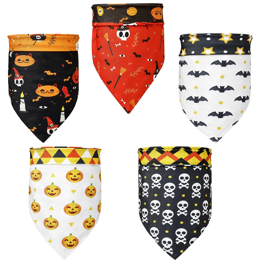 Double-Sided Triangle Saliva Towel, Halloween Pet Scarf, Triangular Bandage, Dog Accessories, Cat Products