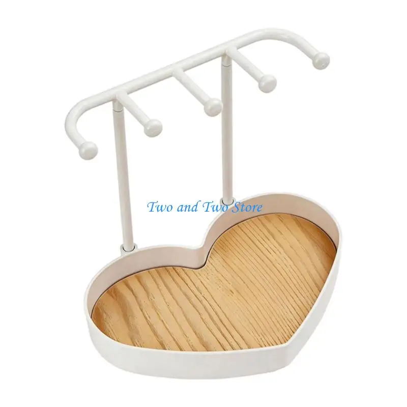 HX6F Multifunctional Jewelry Stand Heart Jewelry Displaying Towers Iron Texture Perfect for Earrings and Necklaces