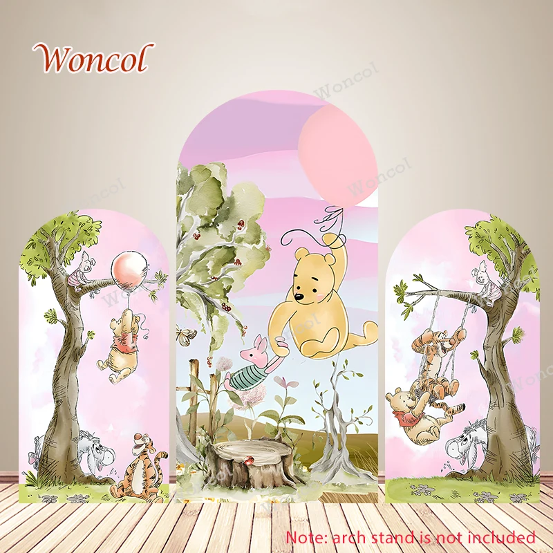 Winnie The Pooh Arch Cover Piglet Tigger Eeyore Backdrop Winnie The Pooh  Double-Sided Arch Cover Girls Birthday Party Decor