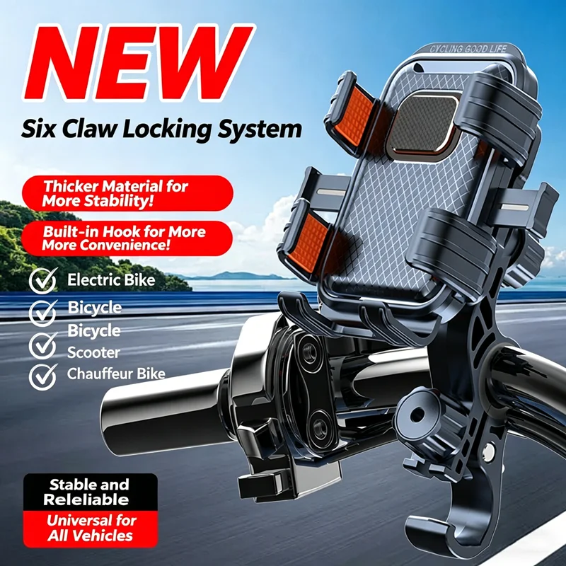

Bike Phone Holder With Vibration Dampener 360° Rotatable Motorcycle Phone Holder Universal Stable Handlebar Mount