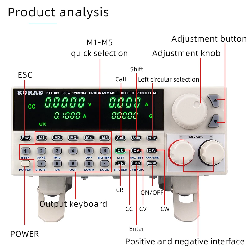 KORAD KEL103 KEL102 Carga Eletrônica DC Programável 150W/300W Ajustável 120V 30A Testador de Controle Digital RS-232 USB Connect