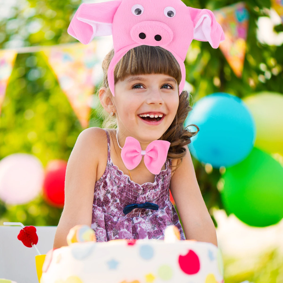 

3pcs Pink Pig Kids Headb Set Hair Hoop Party Accessories Durable Fabric Creative Design Birthday Halloween Festival Animal