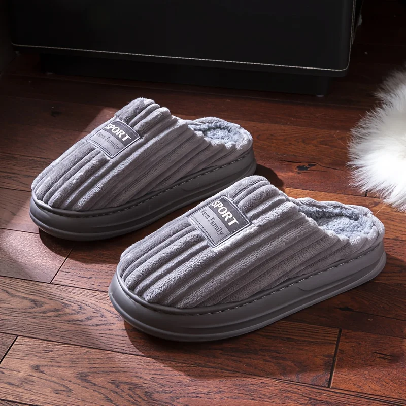 Men Women Big Size Winter Slippers Soft Plush Lined Anti Skid Sole Cozy Indoor Floor Shoes Comfortable Fuzzy Warm Home Footwear