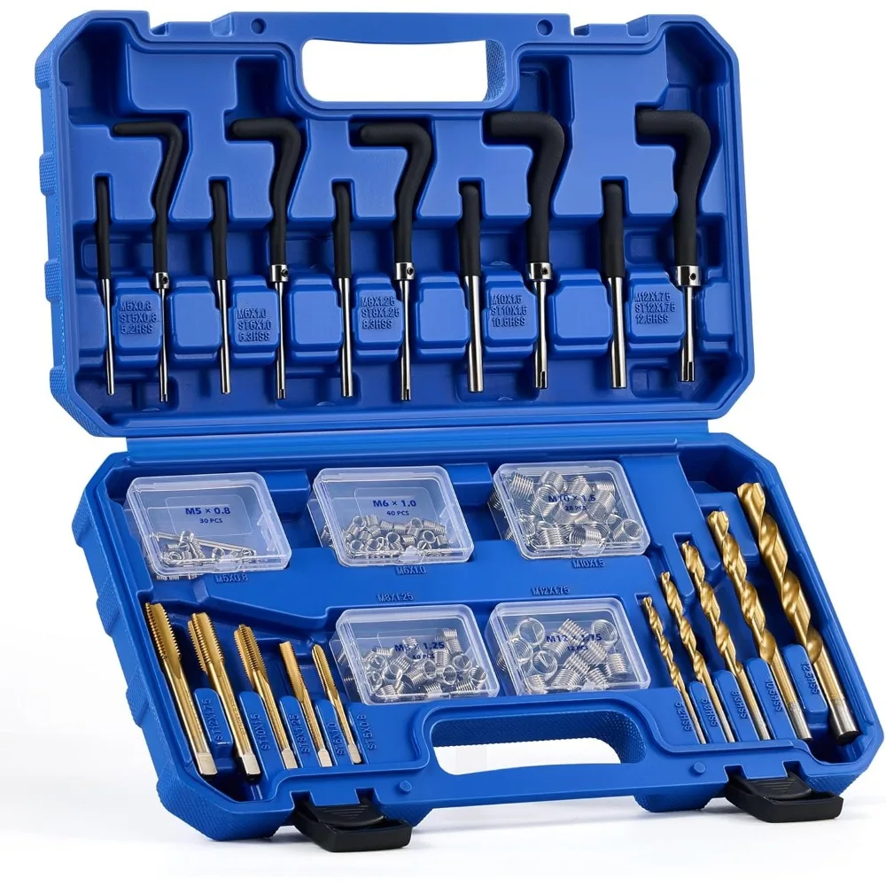 

172 Piece Thread Repair Kit Metric Sizes M5 M6 M8 M10 M12 with Drill Bits Taps Inserts Tools