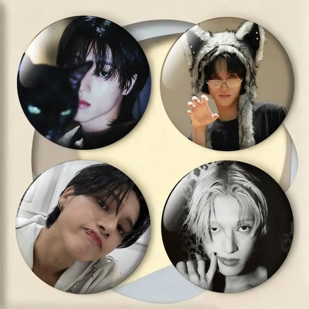 

J-Jung W-Woo Y-Young BlackCat Badges 25 32 44 58 75 mm Round Fans Collect Friends Gifts Brooch Souvenir