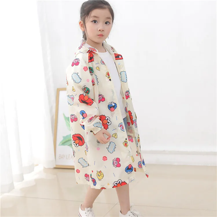 

Children's Long Thin Raincoat Waterproof School Bag Position Cute Cartoon Design M Fem Toddler Kindergarten Raincoat