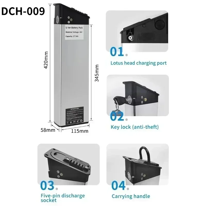 52v/48V/36V Replacement Batteries (17.5Ah - 10Ah) in DCH-003,DCH-006,DCH -009 for New Engwe EP-2 Pro Engine Pro & MATE X Bike.