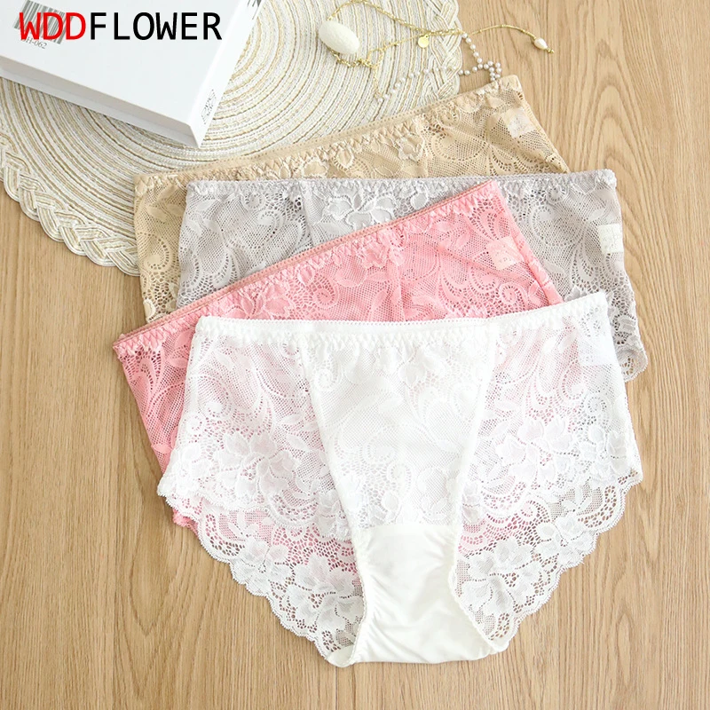 3 PACK 100% Real Mulberry Silk Women's Sexy Lace Panties Brief Underwear Lingerie M L XL SG011